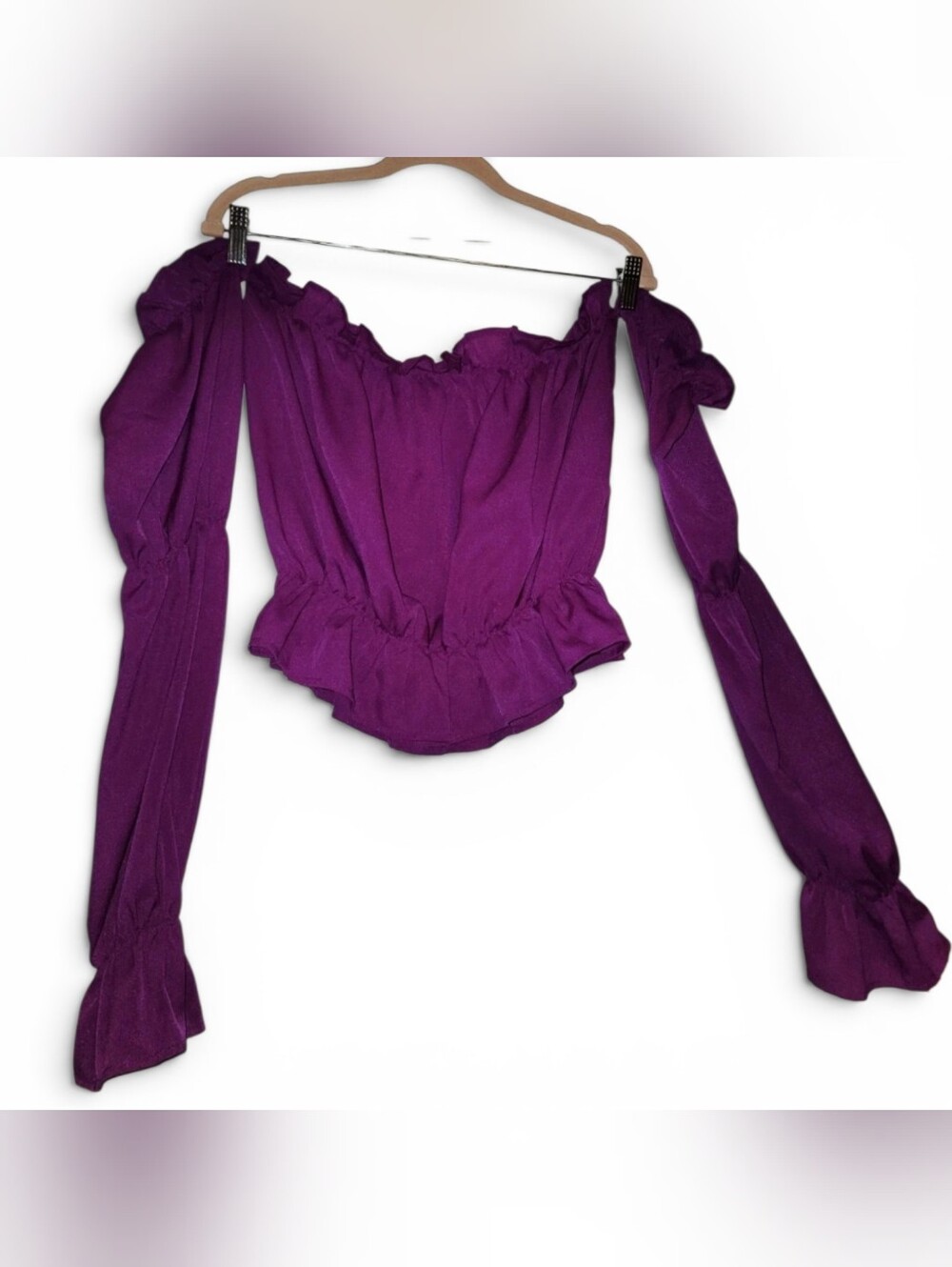 SHEIN Purple Off-Shoulder Long Sleeve Crop Top 2XL